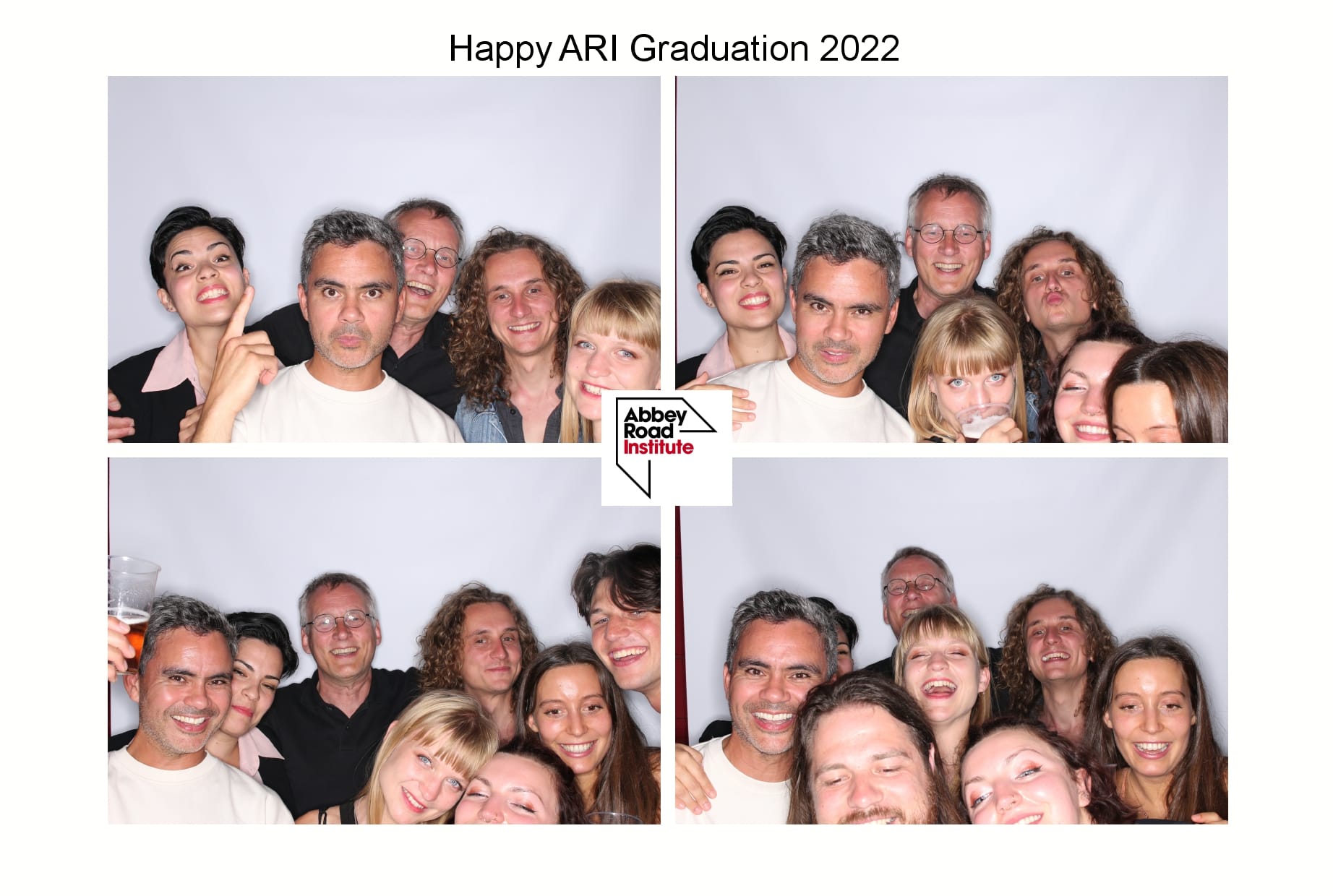 Photobooth picture during graduation party abbey road institute